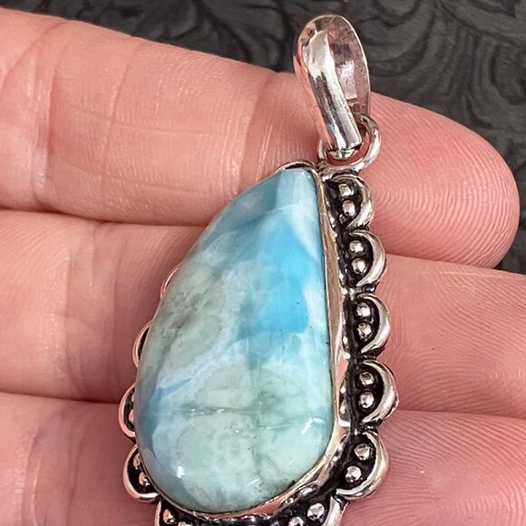 Larimar Pectolite Pendant Stone Crystal Jewelry - Picture 4 of 8